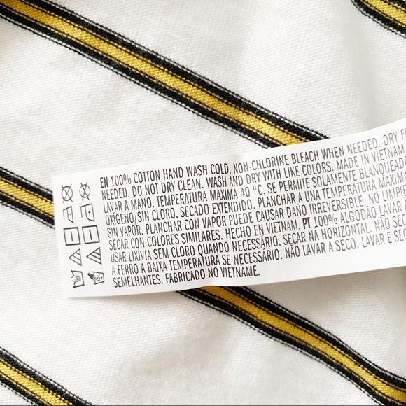 Yellow Black and White Stripe Cropped Drawstring Waist Top - Picture 6 of 9